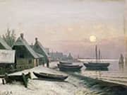 Fishing Boats in the Winter Sunlight By Anders Andersen-Lundby