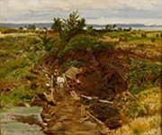 Landscape with Horse Drawn Carriage 1875 By Hans Ole Brasen