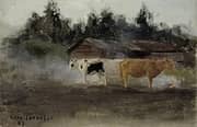 Cows in Turf Smoke 1887 By Eero Jarnefelt
