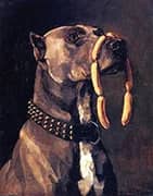 Dog with Sausages By Wilhelm Trubner