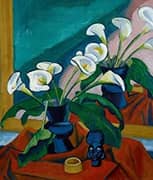 Still Life with Flowers and New Ireland Mask 1917 By Max Pechstein