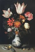 Flowers in a Wan Li Vase with Shells By Ambrosius Bosschaert