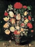 Flower Still Life with Tulips and Roses By Ambrosius Bosschaert