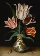 Four Tulips in a Wan Li Porcelain Vase By Ambrosius Bosschaert