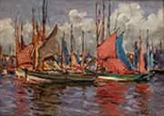 Boats in a Harbor By Aloysius O'Kelly