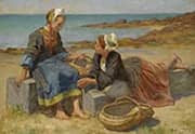 Breton Girls on a Beach By Aloysius O'Kelly