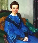 Portrait of a Lady in a Blue Dress 1908 By Leo Putz