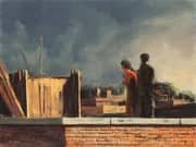 Rooftop and Landscape Study with Figure By Hughie Lee-Smith