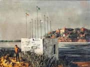 Untitled Man in Red Shirt at the Shore By Hughie Lee-Smith