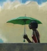 Woman with Green Umbrella 1999 By Hughie Lee-Smith