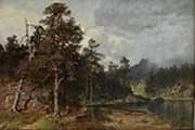 Forest Landscape with Rowboat and Birds 1888 By Morten Muller