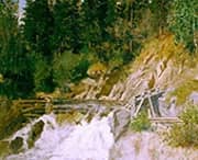 Forest Scene with Waterfall 1873 By Morten Muller