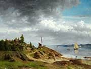 Norwegian Coastal Landscape with Figures 1857 By Morten Muller
