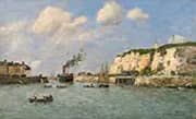 L'entree du Port Dieppe By Eugene Boudin