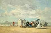 On the Beach Sunset 1865 By Eugene Boudin