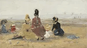 On the Beach Trouville 1887 By Eugene Boudin
