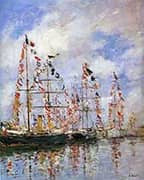 Sailing Ships at Deauville 1896 By Eugene Boudin