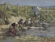 Laundresses by a Stream By Eugene Boudin