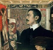 Self Portrait in the Studio 1905 By Franz von Stuck