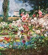 Hollyhocks and Sunshine 1926 By Edmund Tarbell