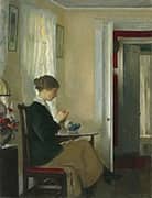Josephine Knitting 1916 By Edmund Tarbell
