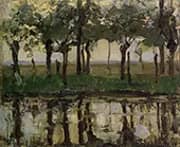 Row of Young Willows Reflected in the Water 1905 By Piet Mondrian