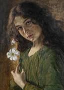 Young Girl with Flowers 1900 By Walter Firle