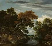 A Stream in a Wooded Rocky Landscape By Jacob van Ruisdael