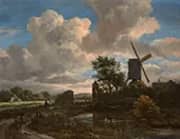 Evening Landscape a Windmill by a Stream c1650 By Jacob van Ruisdael