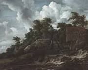 Wooded Hillside with a View of Bentheim Castle By Jacob van Ruisdael