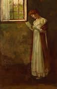Young Woman Reading a Letter at Window By Howard Pyle