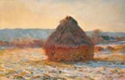 Grainstack in the Sunlight Snow Effect 1891 By Claude Monet