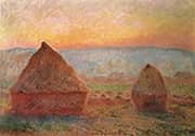 Grainstacks at Giverny Sunset By Claude Monet