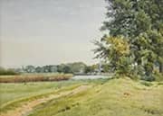 Distant View of Hemingford Grey Church from the Riverside at Hemingford By William Fraser Garden