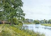 On the Ouse at Hemingford Grey with the Manor House in the Distance By William Fraser Garden