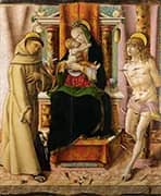 The Virgin and Child with Saints Francis and Sebastian 1491 By Carlo Crivelli