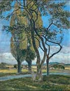 Two Poplars by the Road Sierning By Rudolf Ribarz