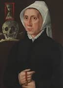 Portrait of a Flemish Lady Memento Mori By Lucas De Heere