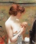 Young Woman Grooming Herself By Henri Gervex