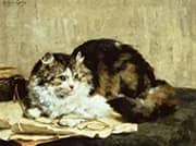 A Tabby Cat By Charles van den Eycken