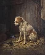 Seated Dog with Mouse Trap By Charles van den Eycken