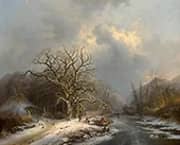 The Woodcutters on the Ice By Charles van den Eycken