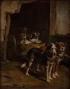 Two Dogs Pulling a Cart By Charles van den Eycken