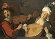 Couple Making Music behind a Balustrade By Gerard van Honthorst