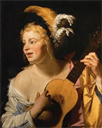 Woman Playing the Guitar By Gerard van Honthorst