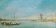 View of the Venetian Lagoon with the Tower of Malghera By Francesco Guardi
