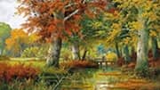 Autumn Trees by the River By Alois Arnegger