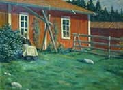 Yard with Seated Woman By Jacob Bratland