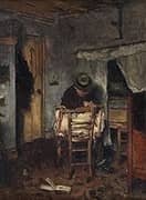 The Man in a Hat Fastening His Luggage By David Oyens