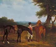 Two Hunters with a Groom 1805 By Jacques-Laurent Agasse